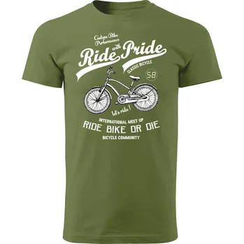Pánské tričko Grooters Tričko pro cyklisty - Ride Pride Barva: Khaki, Velikost: XL