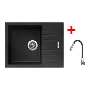 Sinks PERFECTO 650 Metalblack + ELASTA S nerez/černá