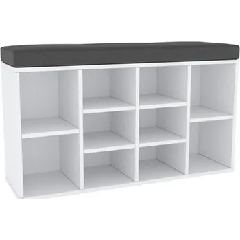 Botník Botník s lavicí FADDY bílý, polstr šedý