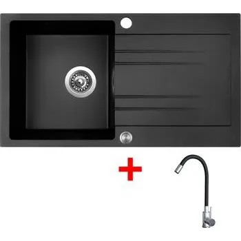 Granitový dřez Sinks RAPID 780 XC Granblack + Elasta nerez/černá
