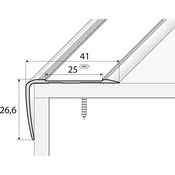 ukončovací lišta Küberit Protiskluzná schodová hrana 41 x 27 mm Varianta: Inox (nerez) E07 270 mm 3-44-2707