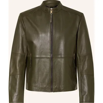 Pánská bunda Hugo Pánská Kožená Bunda Lokis, tmavě zelená, 50
