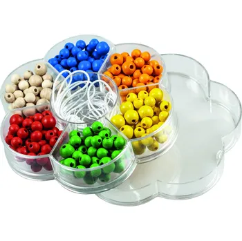 Dětské navlékací korálky Detoa Dřevěné perličky v kytičce barevné