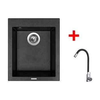 Granitový dřez Sinks CUBE 410 Granblack + Elasta nerez/černá