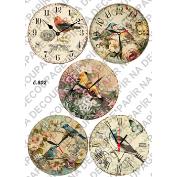 Umělecký papír Rýžový a soft papír na decoupage - Ciferníky - KB0802 Materiál: Soft, Rozměr: A4