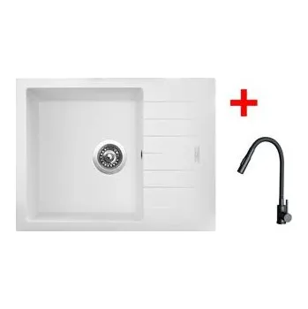 Granitový dřez Sinks PERFECTO 650 Milk + ELASTA S černá matná