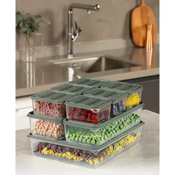 Dóza na potraviny ASIR Sada úložných boxů 9 kusů BYLLA 009 zelená