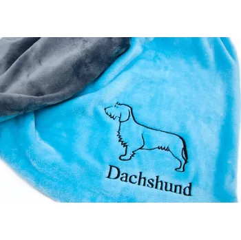 Pelíšek pro psa Pískací Potvůrky Luxusní plyšová deka pro psa – jezevčík drsnosrstý Barva deky: oranžová, Velikost deky: 100 x 70 cm, Výšivka: Jméno pejska + silueta drsnosrstý jezevčík