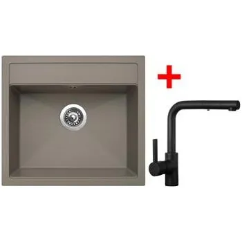Granitový dřez Sinks SOLO 560 Truffle + ENIGMA S Černá matná