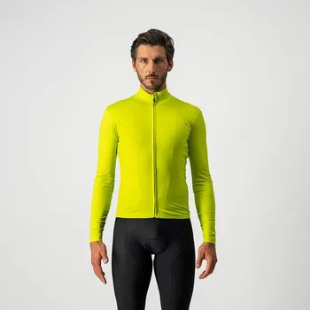 cyklistický dres Pánský zateplený cyklistický dres CASTELLI Pro Thermal Mid LS, chartreuse Velikost: M