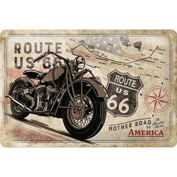 Plechová cedule Nostalgic Art NA22279 Route 66 Bike Map 30 x 20 cm