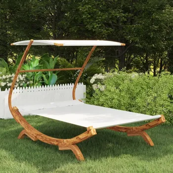 Zahradní lehátko Zahradní lehátko masivní dřevo / látka Dekorhome