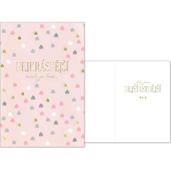 Přání Nejkrásnější místo je tam,.. růžové