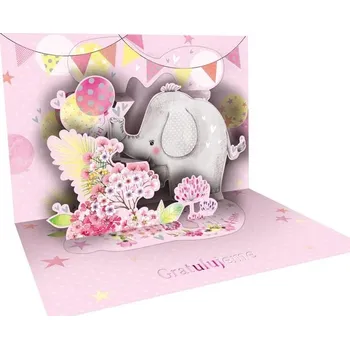 Přání Vítej maličká se sloníkem růžový