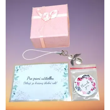 Dárek pro učitelku – andělíček z křišťálu s poutkem na klíče, kabelku i mobil