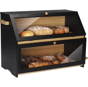 chlebník Leader Accessories Bambusový chlebník, dvoupatrový s prkénkem