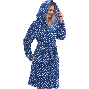 Dámský župan Modrý a bíle puntíkatý hřejivý župan do porodnice 1XL-4XL 1Z1717 modrá 2xl