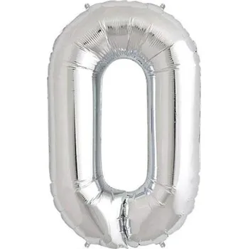 Party dekorace Foliový stříbrný balónek číslo 0 (100 cm)