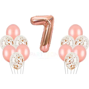Party dekorace Růžový set balónky a foliový balónek číslo 7
