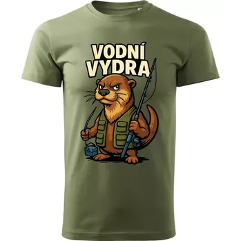 Pánské rybářské tričko Vodní vydra khaki
