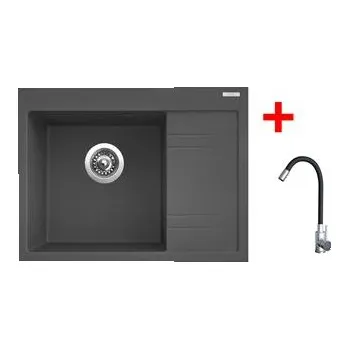 Granitový dřez Sinks RIM 650 L Titanium + Elasta nerez/černá