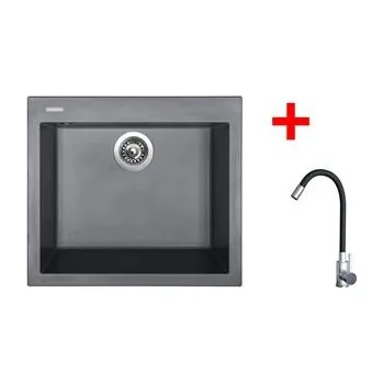 Granitový dřez Sinks CUBE 560 Titanium + Elasta nerez/černá