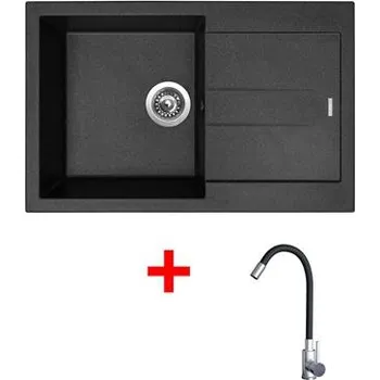 Granitový dřez Sinks AMANDA 780 Granblack + Elasta nerez/černá