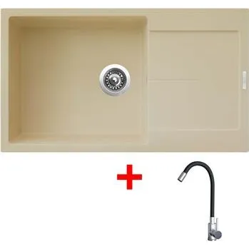 Granitový dřez Sinks ULTIMA 860 XXL Sahara + Elasta nerez/černá