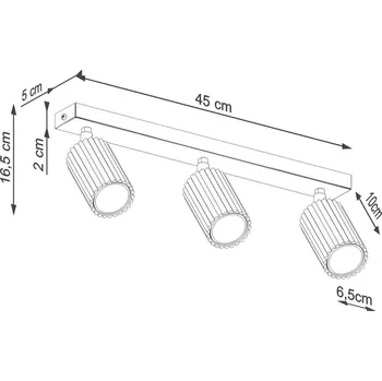 Lampička SOLLUX LIGHTING Stropní reflektor carbon, černý, délka 45 cm, hliník, 3 světla. černá 3 x 10 W LED - Doprava zdarma