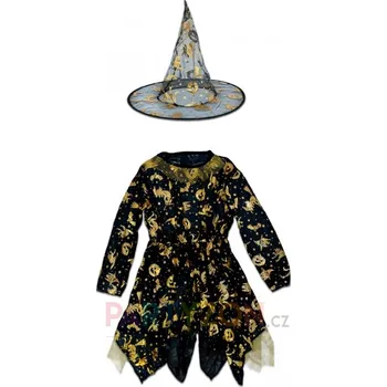 Karnevalový doplněk Čarodějnický kostým a klobouk pro děti Dětská velikost: L (10-12 let)