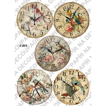 Umělecký papír Rýžový a soft papír na decoupage - Ciferníky - KB0801 Materiál: Soft, Rozměr: A4