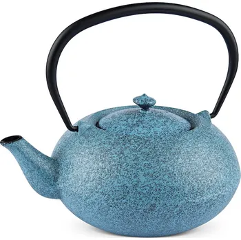 Konvice na čaj Čajová zahrada Japonská litinová konvice Kirei modrá 1000ml s podložkou