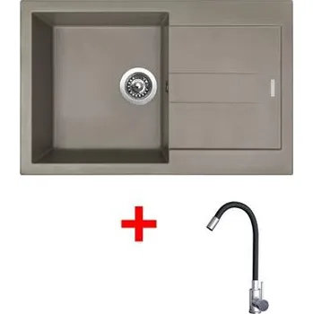 Granitový dřez Sinks AMANDA 780 Truffle + Elasta nerez/černá