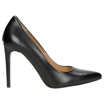 Dámské lodičky Trendy Černé Kožené Lodičky Dámské Na Vysokém Podpatku Wojas 3508951 38,5