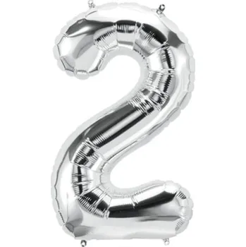 Party dekorace Foliový stříbrný balónek číslo 2 (100 cm)
