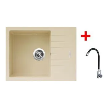 Granitový dřez Sinks PERFECTO 650 Sahara + Elasta nerez/černá