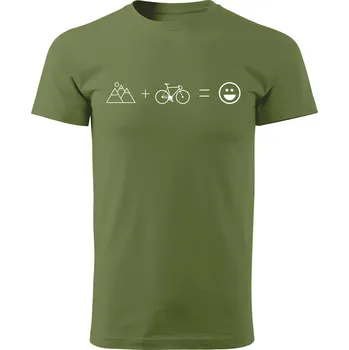 Pánské tričko Grooters Tričko pro cyklisty - Happiness on bike Barva: Khaki, Velikost: XXL