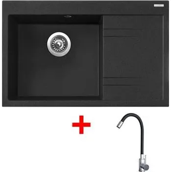 Granitový dřez Sinks RIM 780 L Granblack + Elasta nerez/černá