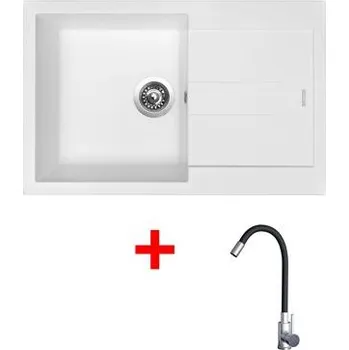 Granitový dřez Sinks AMANDA 780 Milk + Elasta nerez/černá