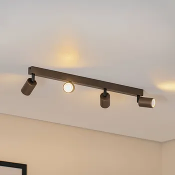 Lampička TK Lighting Stropní bodové topení, nastavitelné, hnědé, čtyřplamenné lineární - Stříška - délka 70 cm, šířka 3,5 cm, výška 3,5 cm tmavě hnědá matná 4 x 10 W LED - Doprava zdarma