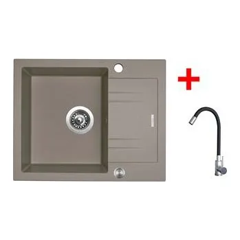 Kuchyňský dřez Sinks LINEA 600 XC Truffle + Elasta nerez/černá