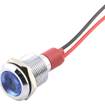 Relé LED kontrolka kovová, pro průměr otvoru 12mm, stříbrná Modrá 110-220 V AC