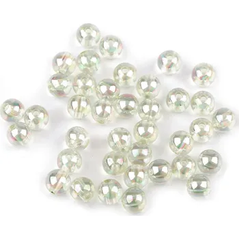 Dětské navlékací korálky Plastové korálky duhové Ø8 mm, malé, 11 zelená pastelová sv.