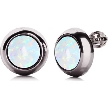 Náušnice Couple, Minimalistické náušnice Victoria, bílé zlato se syntetickým opálem, 585-68-3-0639.1B00.0.00.161.05