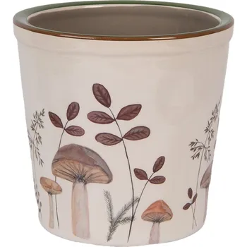 Květináč Béžový obal na květináč s houbičkami Little Forest Jewels L - Ø 17*16 cm