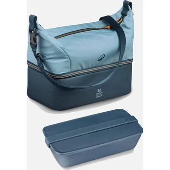 Sportovní taška QUECHUA Izotermický lunchbox 500 5 l s plastovou dózou na potraviny 1 l MODRÁ|ŠEDÁ