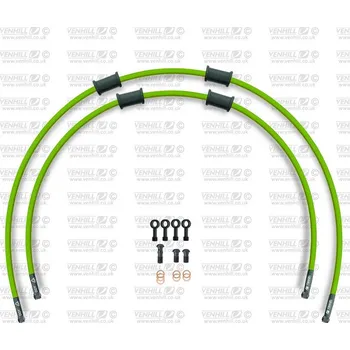 CROSSOVER Hadice přední brzdy sada Venhill POWERHOSEPLUS HON-6043FB-GR (2 hadice v sadě) zelené hadice, černé koncovky