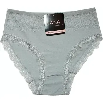 Dámské kalhotky do pasu s krajkou 3814 šedá 607-29