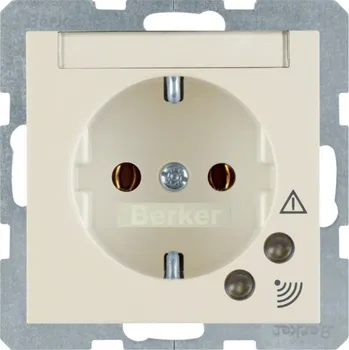 Elektrická zásuvka Zásuvka SCHUKO s přepěťovou ochranou,­ popisovým polem a šroubovými svorkami Berker S.1/B.3/B.7 Barva: Krémová, Povrch: Lesk