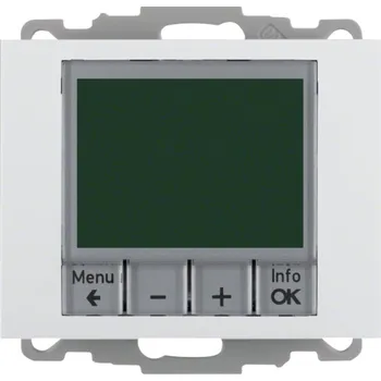 Termostat Digitální termostat s nastavením času a centrálním dílem, Berker K.1/K.5 Barva: Bílá, Povrch: Lesk